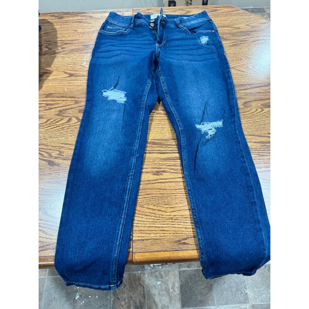 Angels Forever Young Curvy Skinny Distressed Jeans Medium Wash Blue Size 10